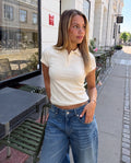 CILLE POLO TOP - BEIGE - Dinvintageshop