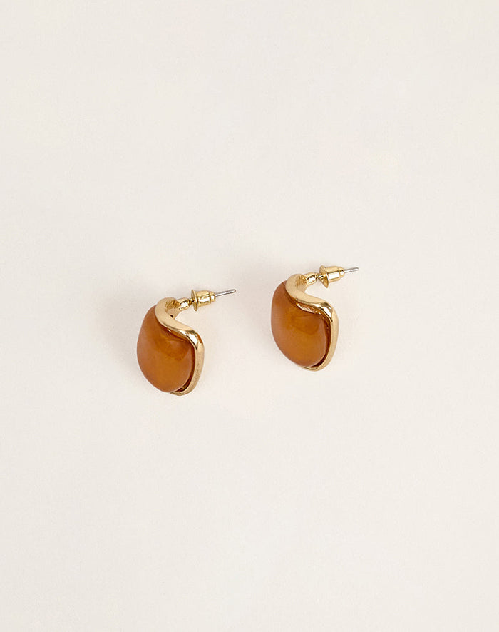 Image of Circular Brown Acrylic Stud Earrings