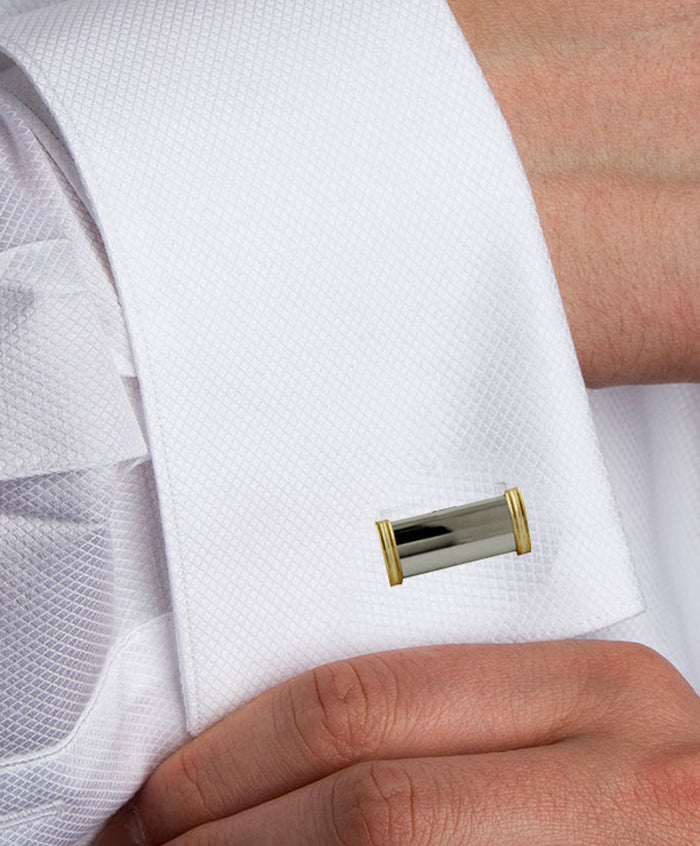 CL168235 | 14K Gold Trimmed Bar Cufflinks