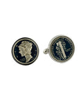 CL507802 | Sterling Silver Blue Dime Cufflinks
