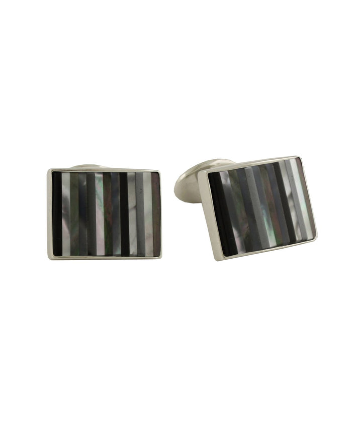 CL549102 | Hermatite and Mother of Pearl Striped Cufflinks