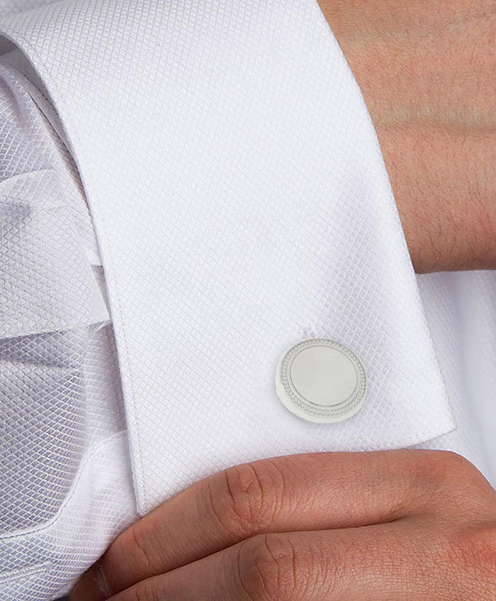 CL563702 | Engravable Round Sterling Silver Cufflinks