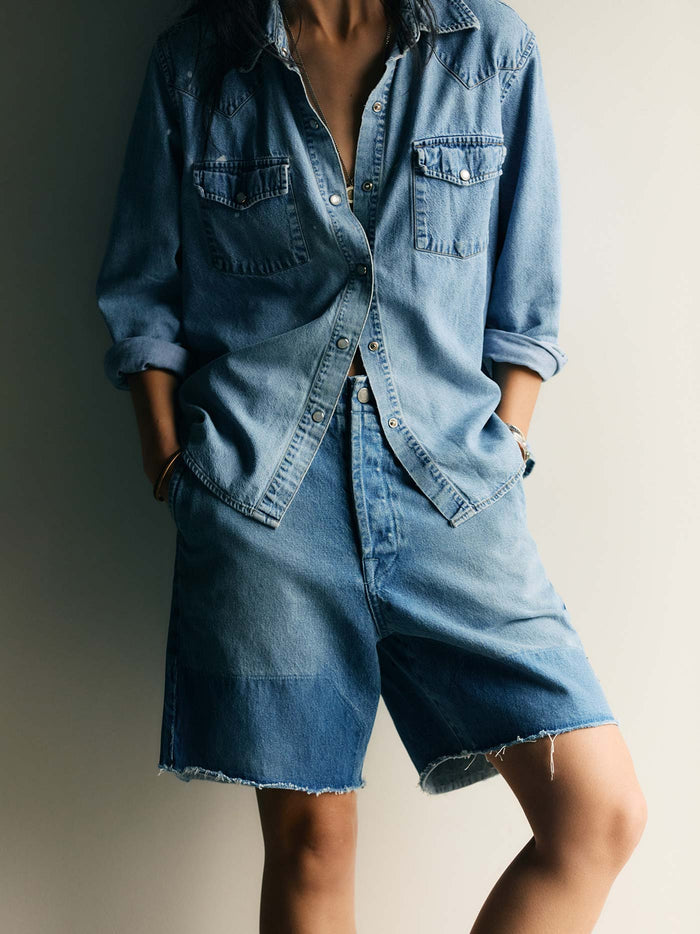 Light Gray clarke washed denim cutoff short