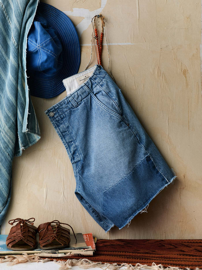 Dark Gray clarke washed denim cutoff short