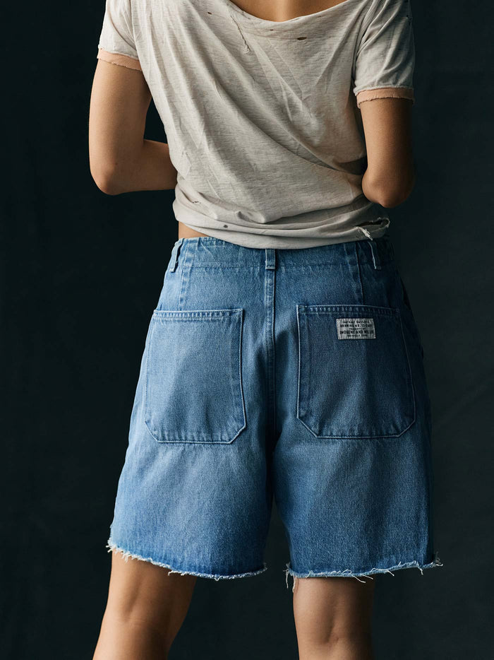 Dark Gray clarke washed denim cutoff short