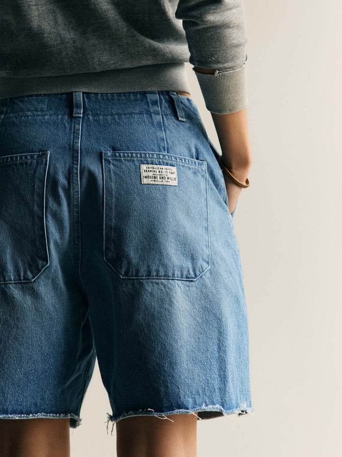 Light Gray clarke washed denim cutoff short