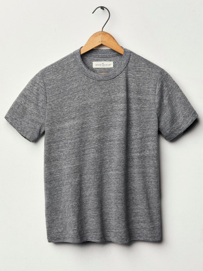 Lavender classic knit heather grey crew