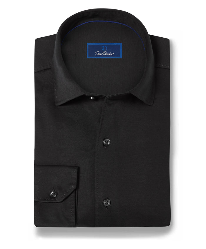 CMSK12150002 | Black Solid Knit Sport Shirt