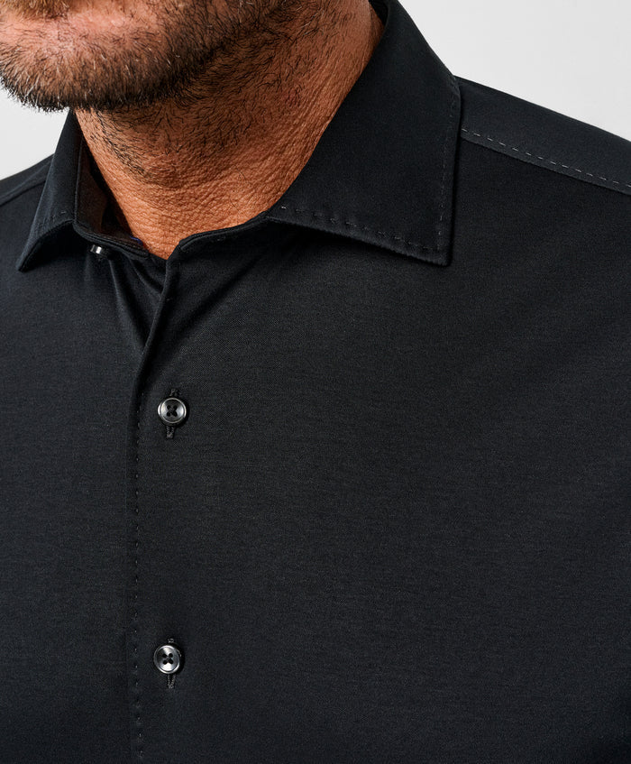 CMSK12150002 | Black Solid Knit Sport Shirt