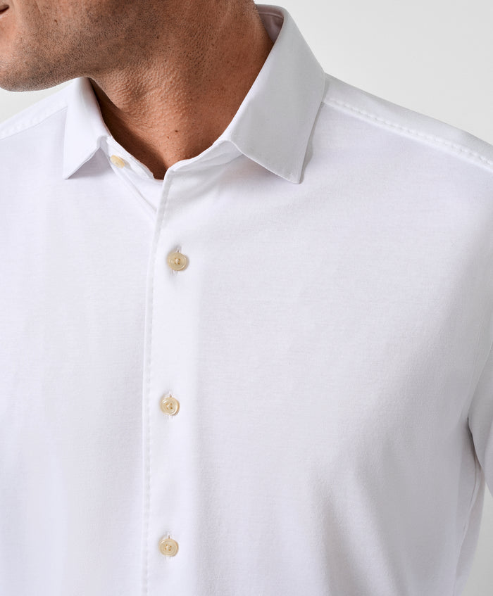 CMSK12150110 | White Cotton Knit Sport Shirt