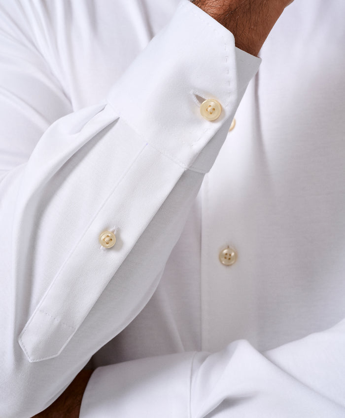 CMSK12150110 | White Cotton Knit Sport Shirt