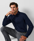 CMSK12150412 | Navy Cotton Knit Sport Shirt