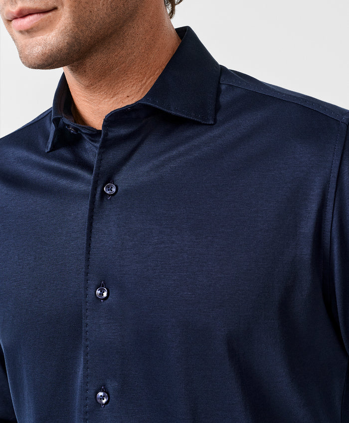 CMSK12150412 | Navy Cotton Knit Sport Shirt