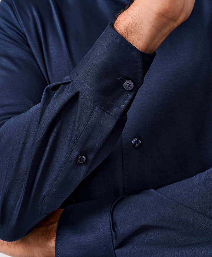 CMSK12150412 | Navy Cotton Knit Sport Shirt