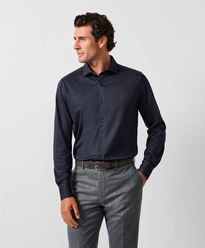 CMSK13105412 | Navy Solid Knit Sport Shirt