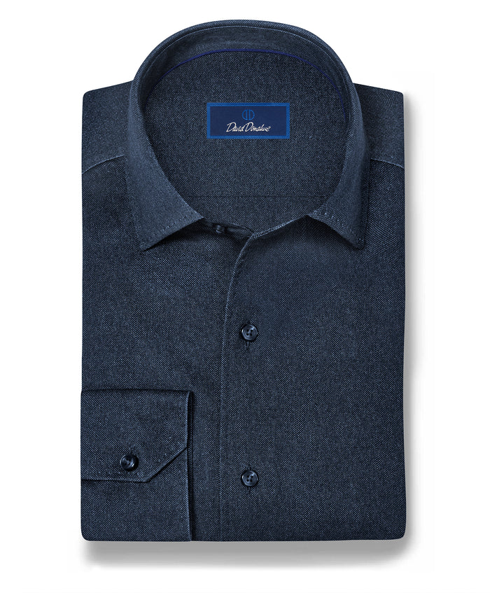 CMSK13105412 | Navy Solid Knit Sport Shirt