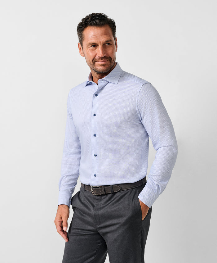 CMSK13213475 | Sky & White Neat Knit Sport Shirt
