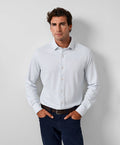 CMSK13214135 | White & Blue Neat Knit Sport Shirt