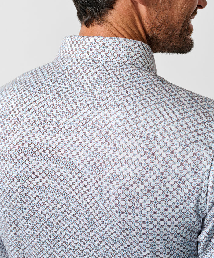 CMSK13609102 | White & Chocolate Geometric Knit Sport Shirt