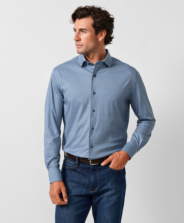 CMSK13611313 | Hunter & Multi Geometric Knit Sport Shirt
