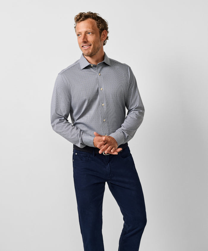 CMSK13829016 | Charcoal & White Check Knit Sport Shirt