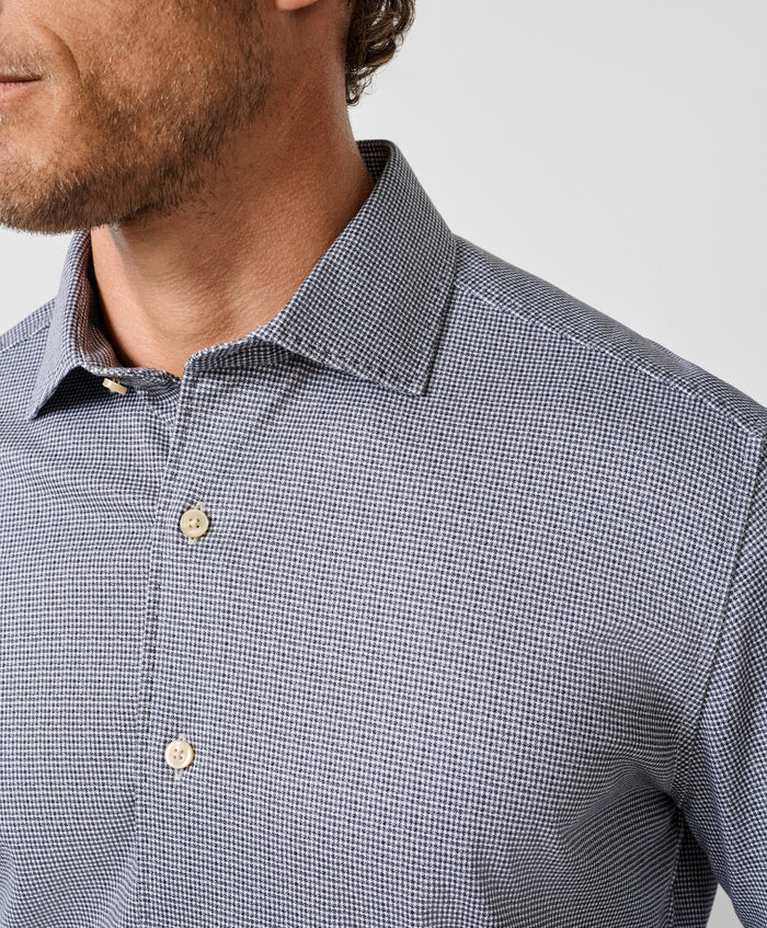 CMSK13829016 | Charcoal & White Check Knit Sport Shirt
