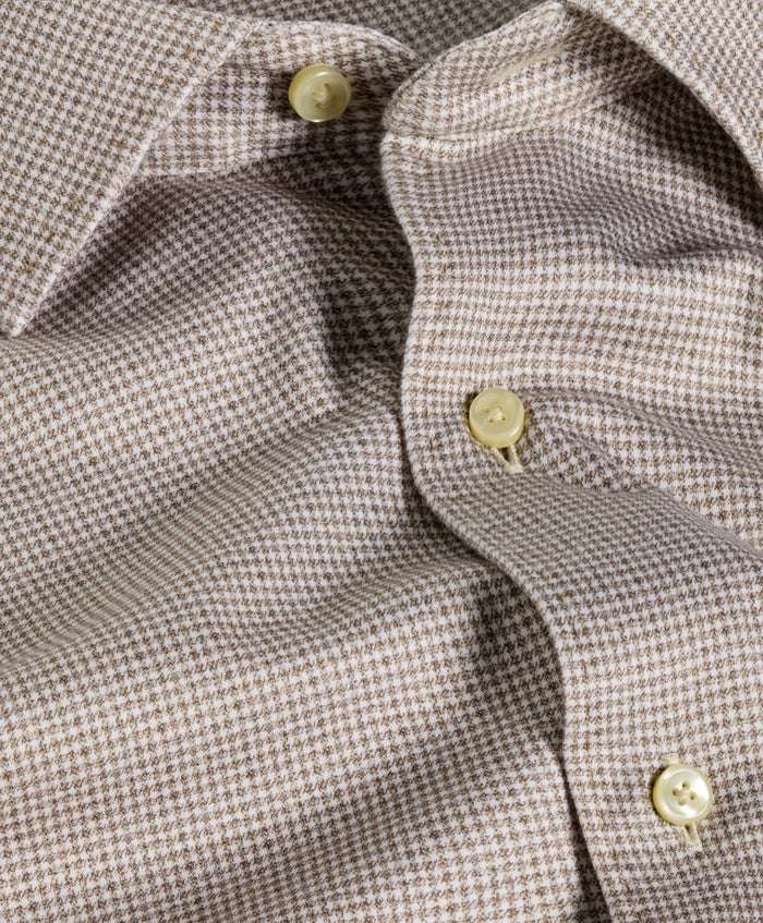 CMSK13829297 | Chocolate & White Check Knit Sport Shirt