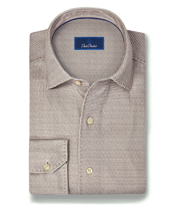 CMSK13829297 | Chocolate & White Check Knit Sport Shirt