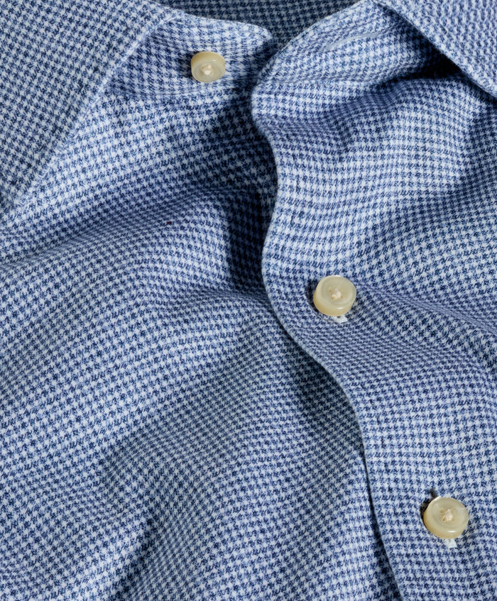CMSK13829407 | Navy & White Check Knit Sport Shirt