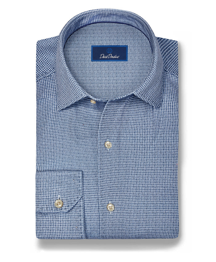 CMSK13829407 | Navy & White Check Knit Sport Shirt