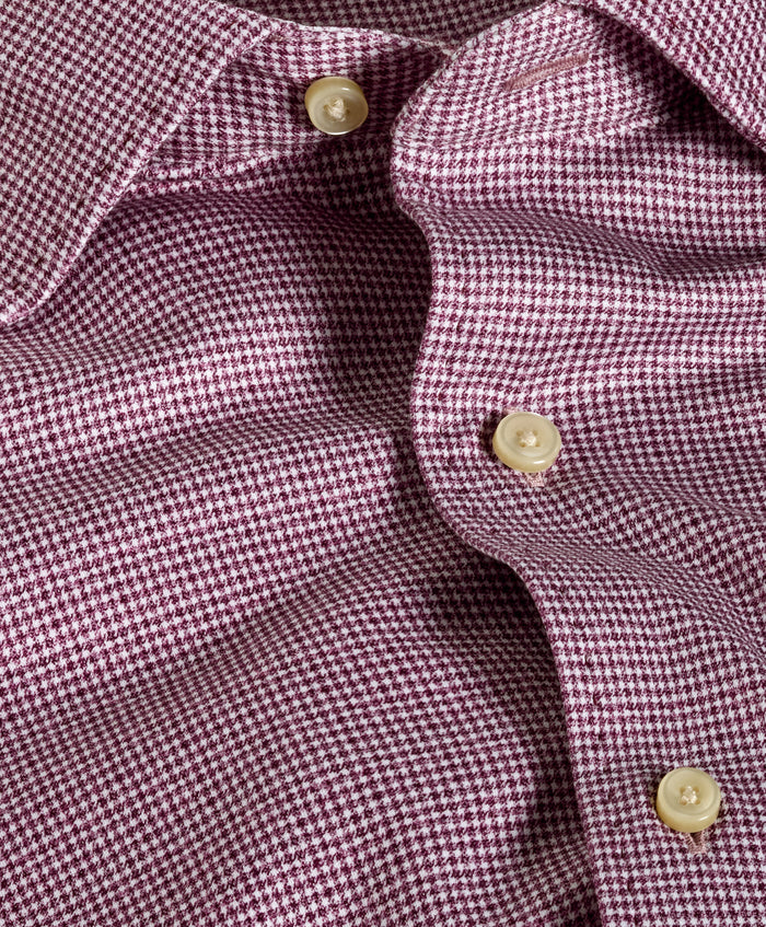 CMSK13829613 | Merlot & White Check Knit Sport Shirt