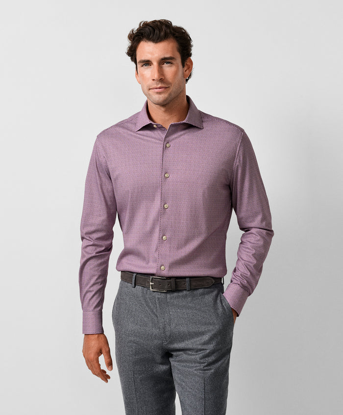 CMSK13829613 | Merlot & White Check Knit Sport Shirt