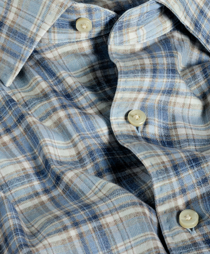 CMSK13830296 | Dune & Blue Plaid Knit Sport Shirt