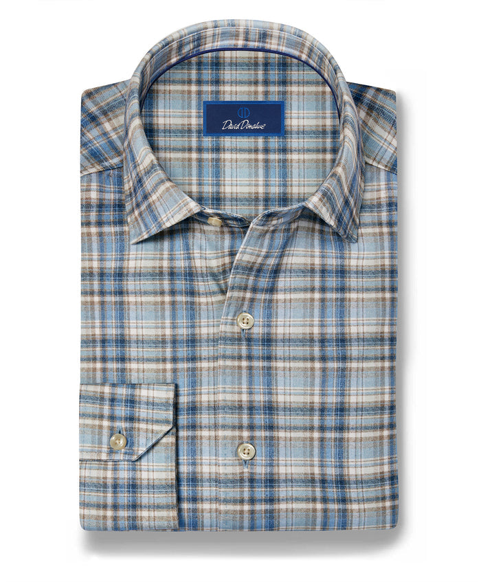 CMSK13830296 | Dune & Blue Plaid Knit Sport Shirt