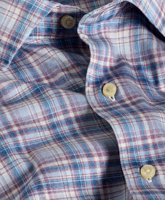 CMSK13830621 | Merlot & Blue Plaid Knit Sport Shirt