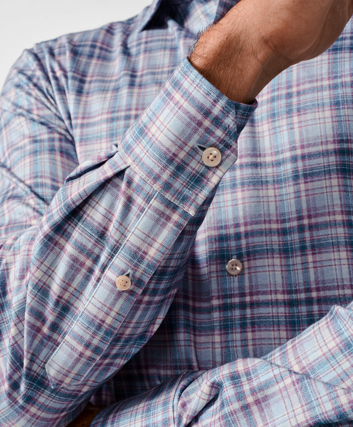 CMSK13830621 | Merlot & Blue Plaid Knit Sport Shirt