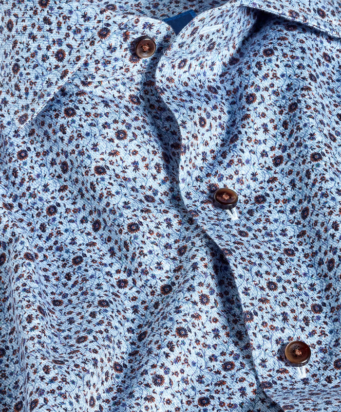 CMSW13400427 | Blue & Chocolate Floral Sport Shirt