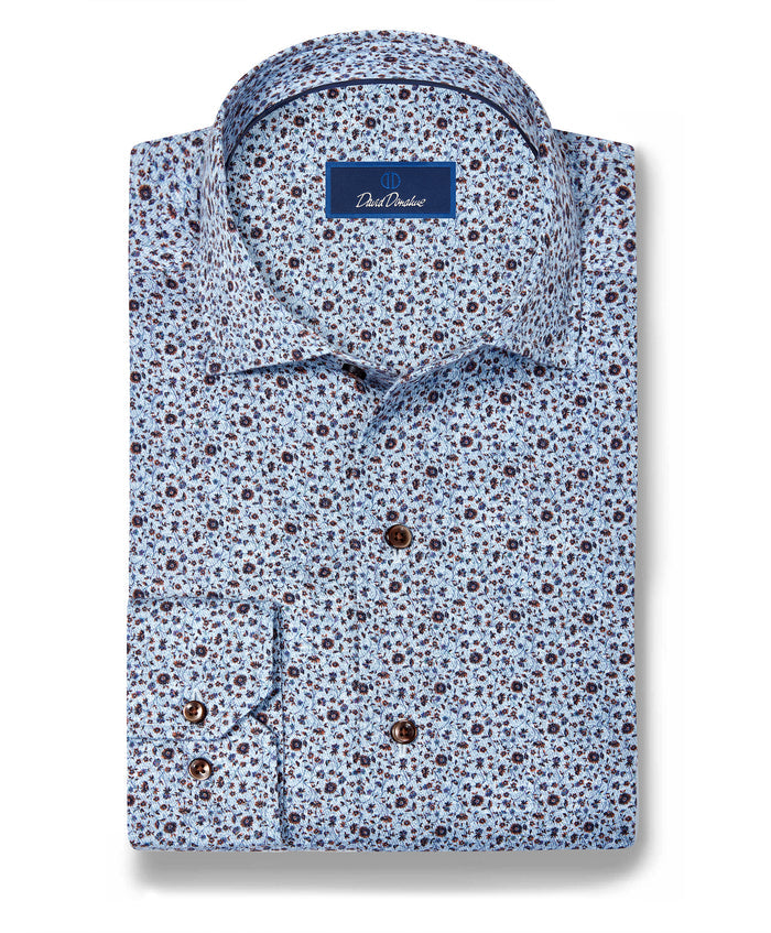 CMSW13400427 | Blue & Chocolate Floral Sport Shirt