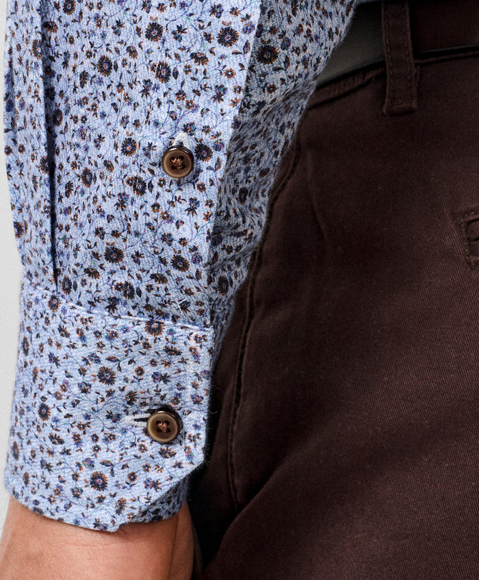 CMSW13400427 | Blue & Chocolate Floral Sport Shirt