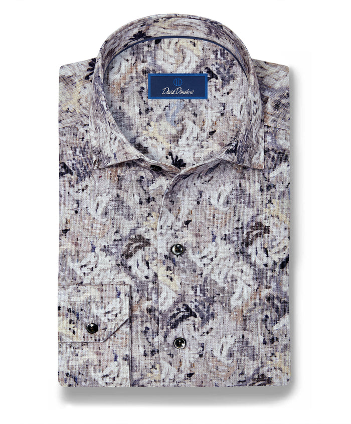 CMSW13402018 | Charcoal & Multi Botanical Corduroy Sport Shirt