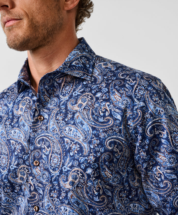 CMSW13500491 | Navy & Chocolate Paisley Sport Shirt