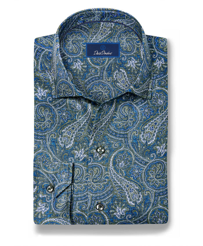 CMSW13501433 | Navy & Green Paisley Sport Shirt