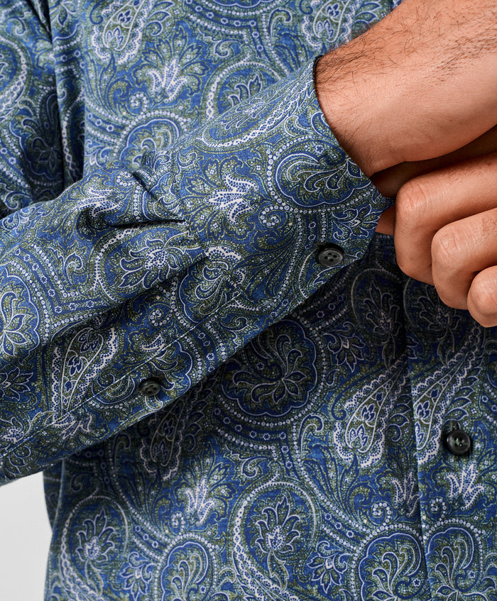 CMSW13501433 | Navy & Green Paisley Sport Shirt