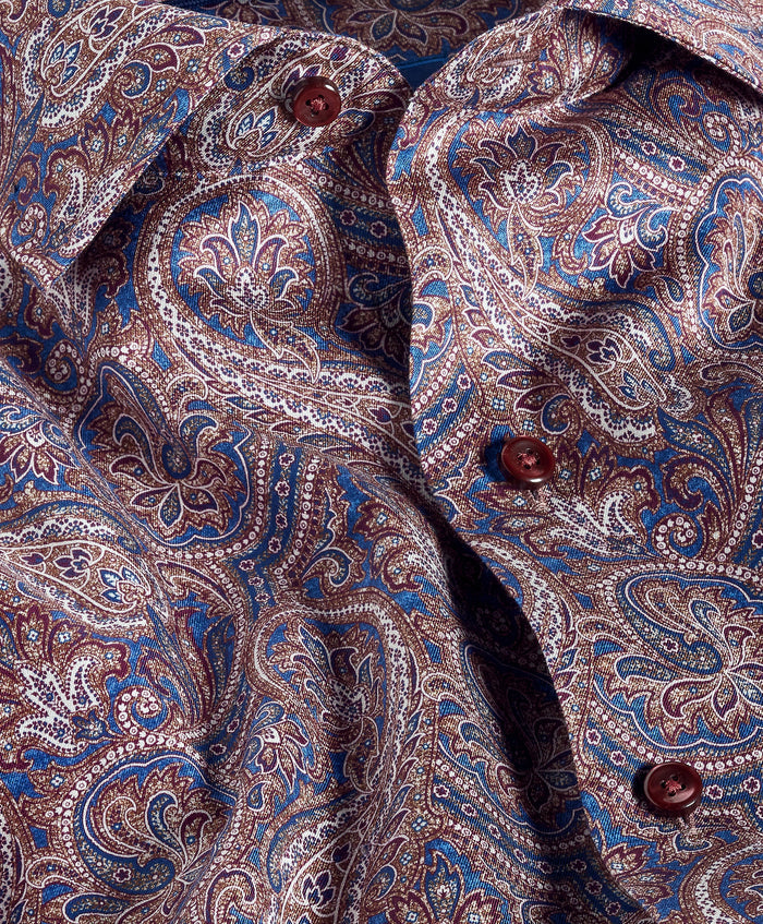 CMSW13501486 | Navy & Merlot Paisley Sport Shirt