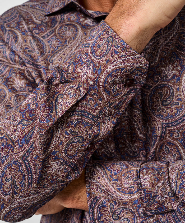 CMSW13501486 | Navy & Merlot Paisley Sport Shirt