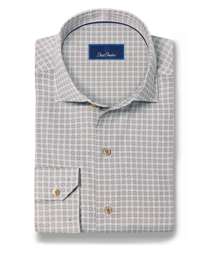 CMSW13607314 | Olive Geometric Sport Shirt