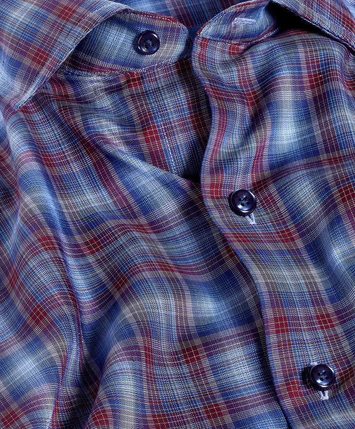 CMSW13825486 | Navy & Merlot Check Sport Shirt