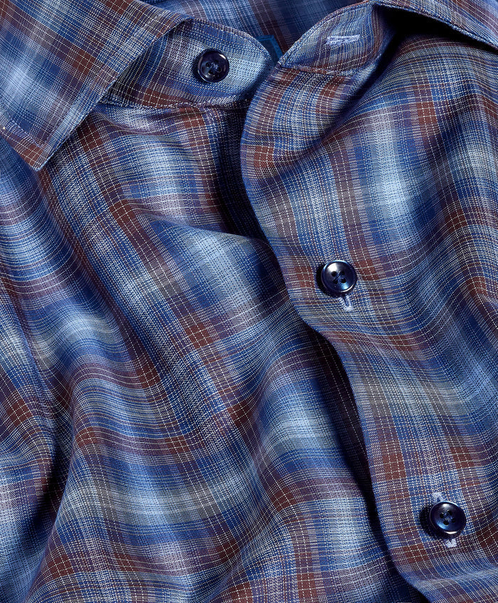 CMSW13825491 | Navy & Chocolate Check Sport Shirt