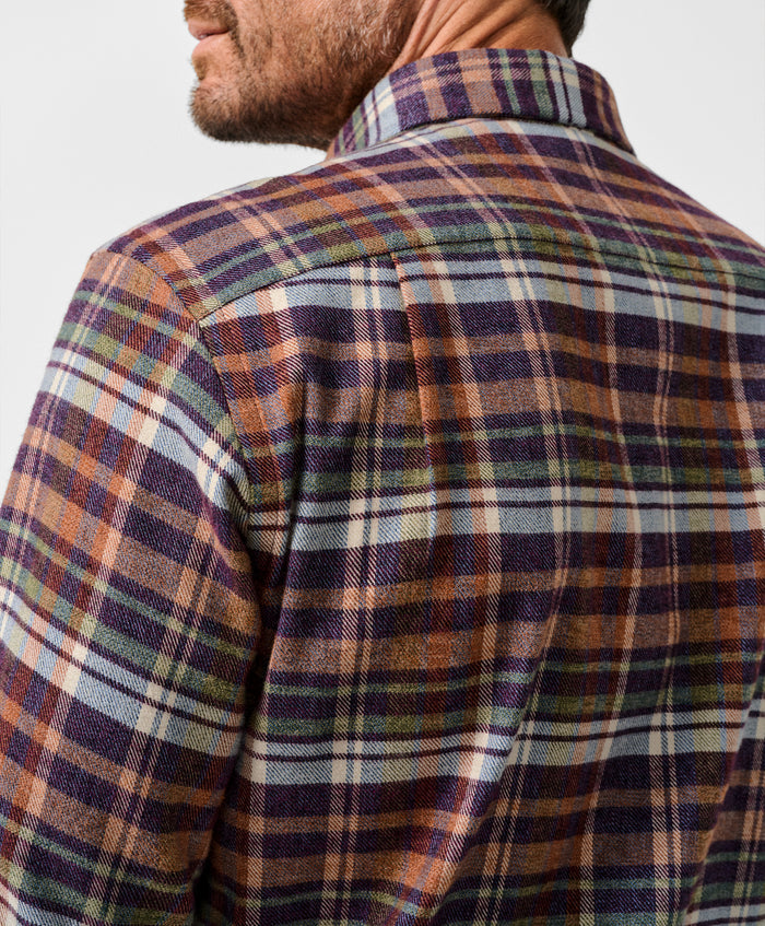 CMSW13827607 | Merlot & Multi Brushed Plaid Sport Shirt