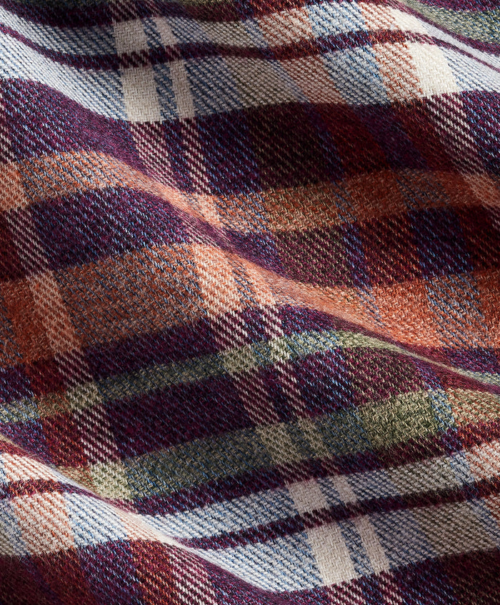 CMSW13827607 | Merlot & Multi Brushed Plaid Sport Shirt